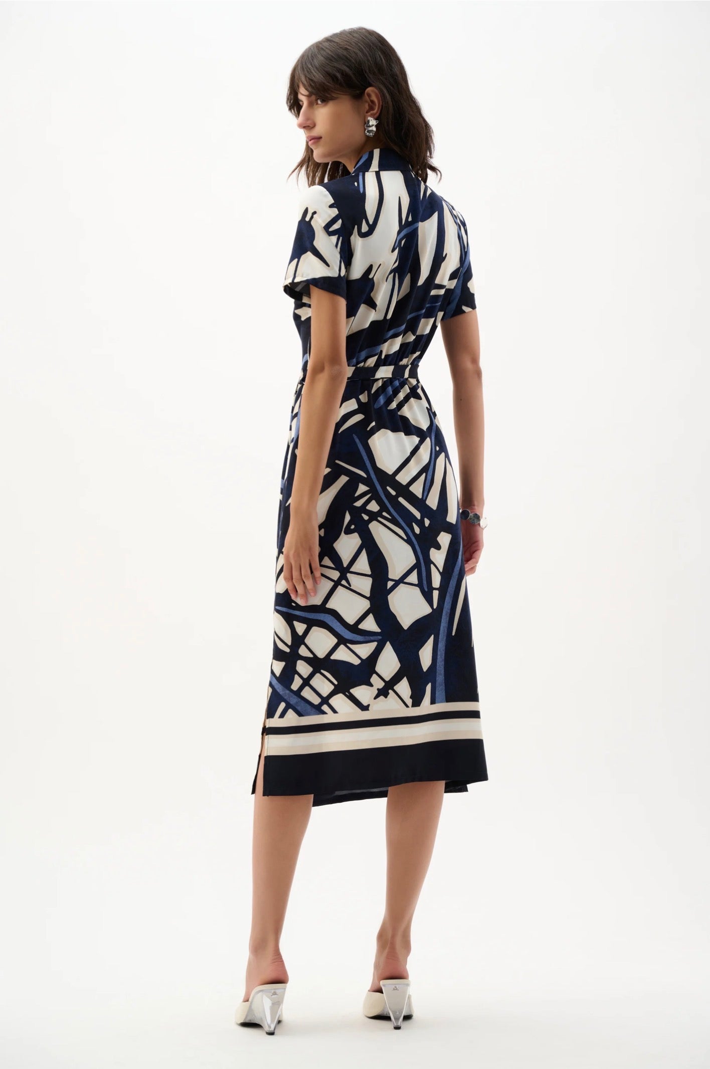 Joseph Ribkoff Recycled Woven Abstract Print Shirt Dress 262128