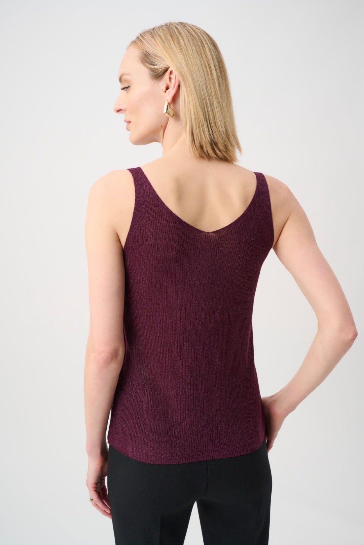 Joseph Ribkoff Metallic Knitted Camisole with Rhinestones Elderberry 252915F26