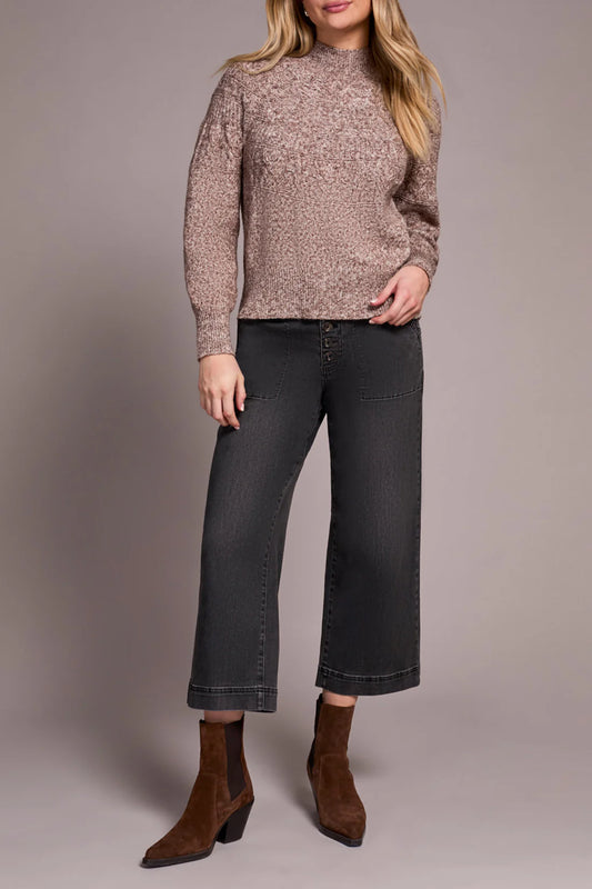 Tribal Mock Neck Sweater Wood