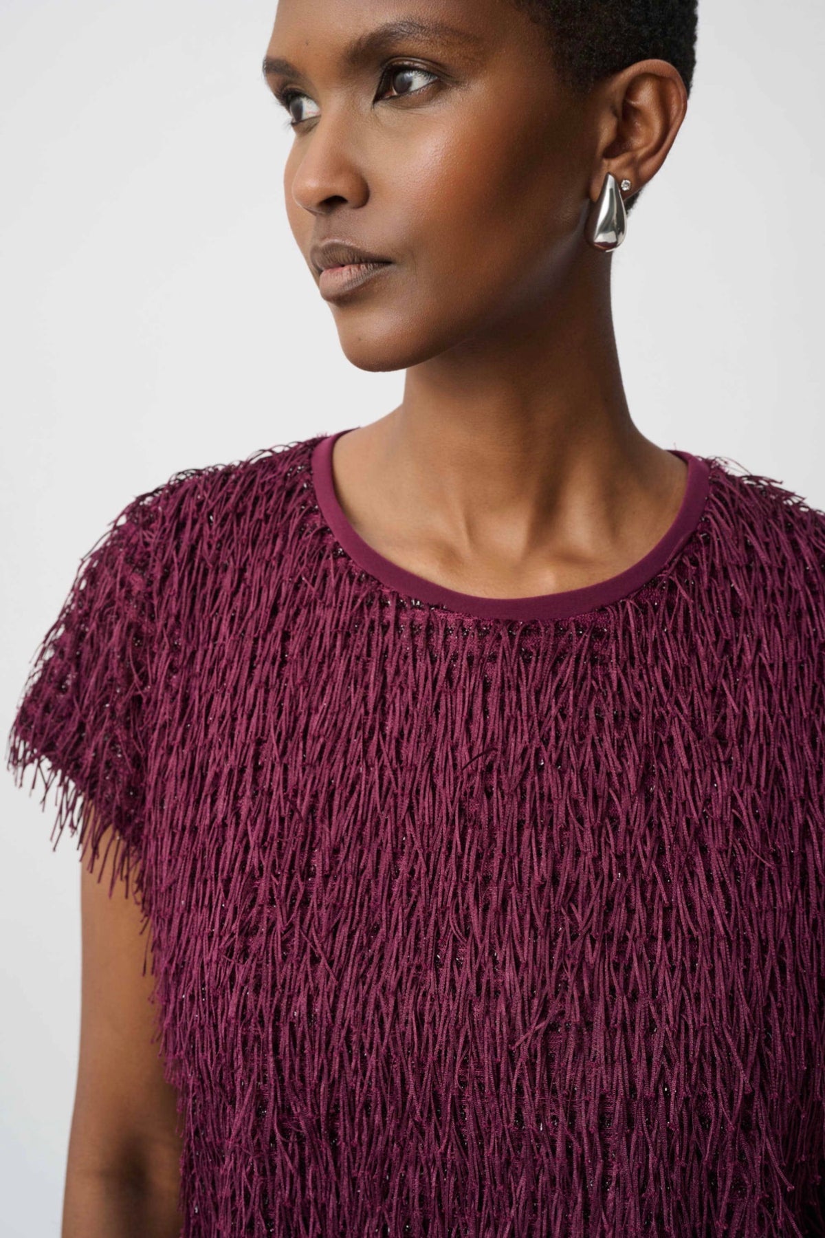 Joseph Ribkoff Novelty Fringe Top Elderberry 264208