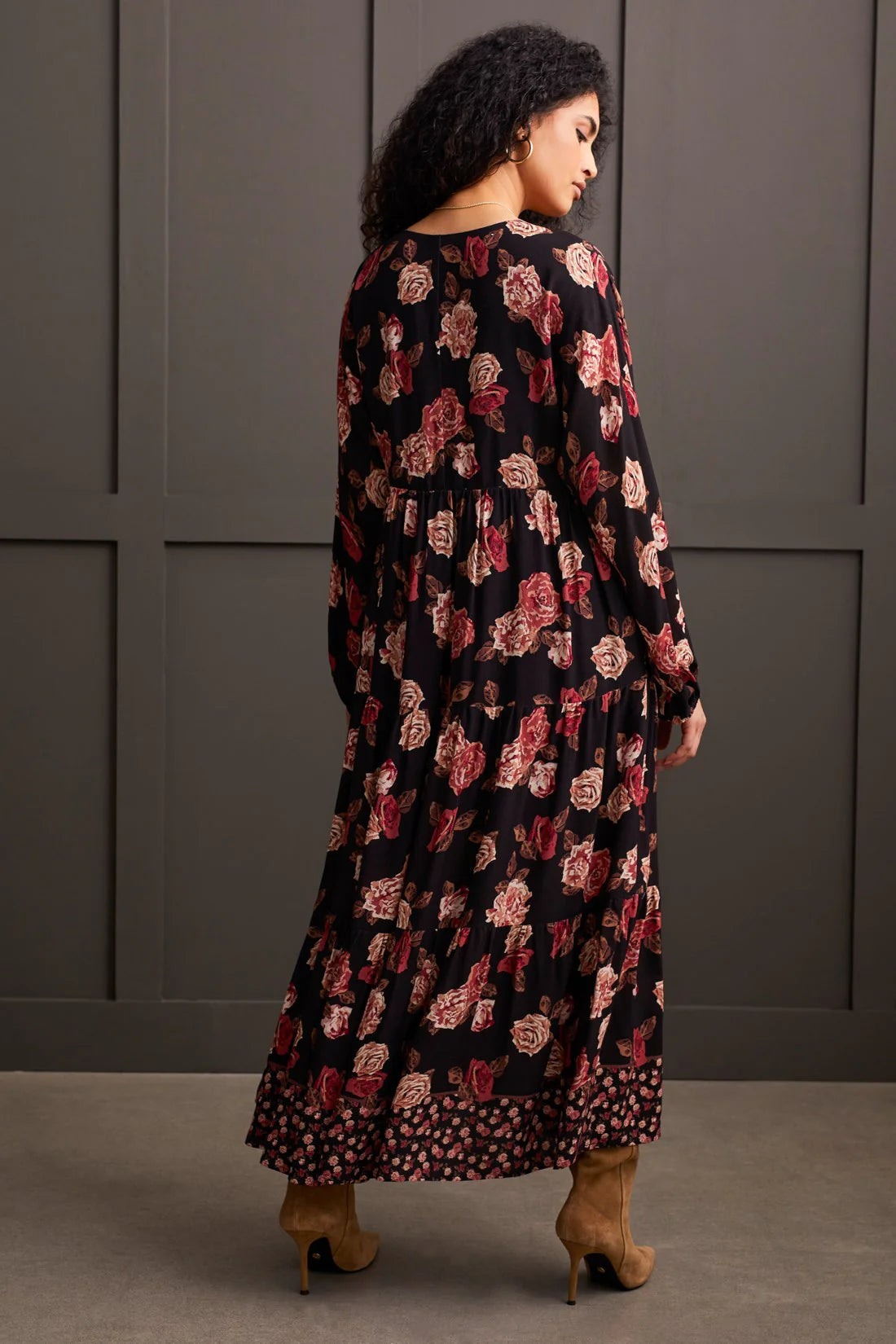 Tribal V-Neck Dolman Sleeve Long Dress