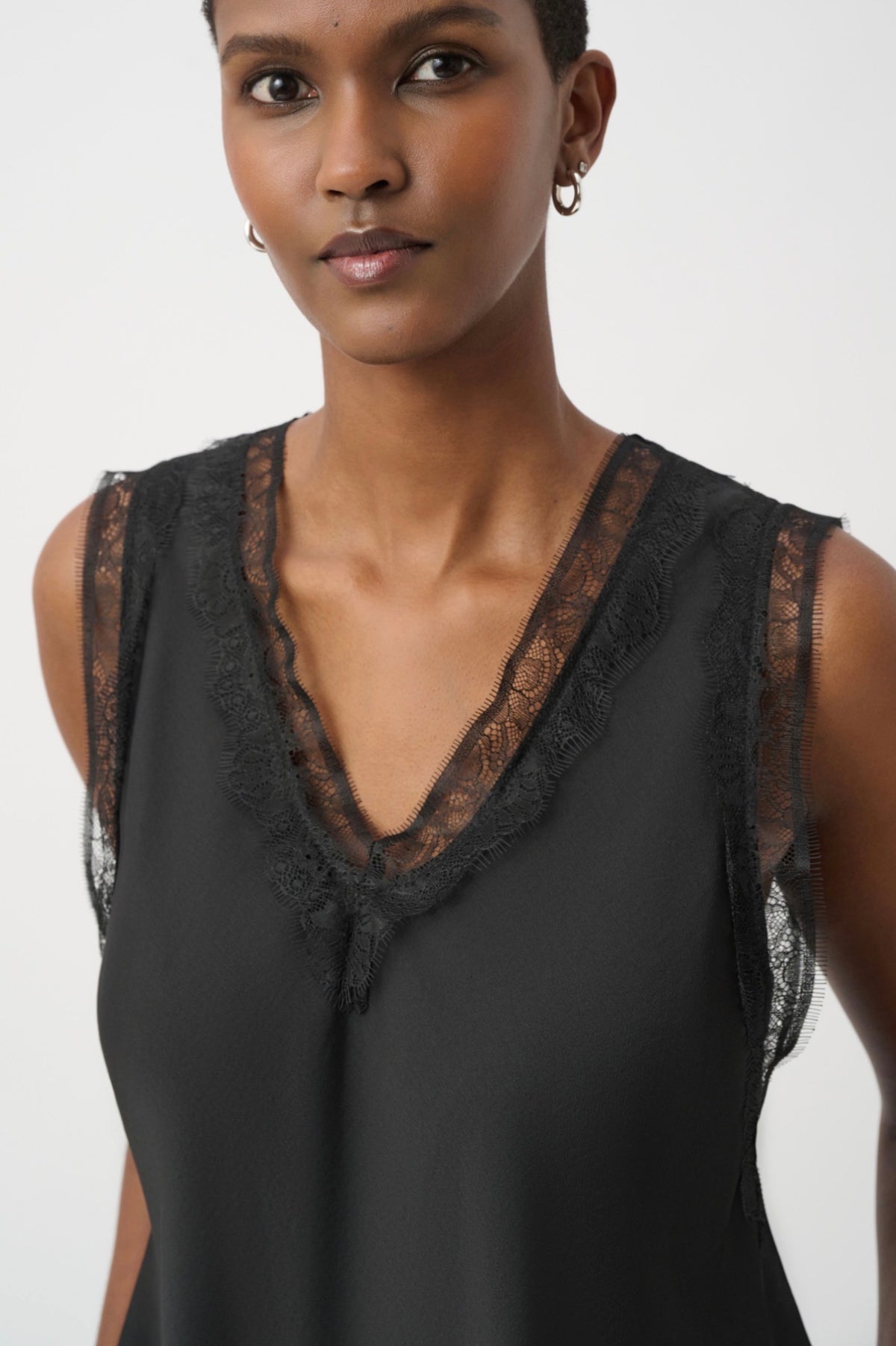 Joseph Ribkoff Recycled Satin Sleeveless Top Black 264175