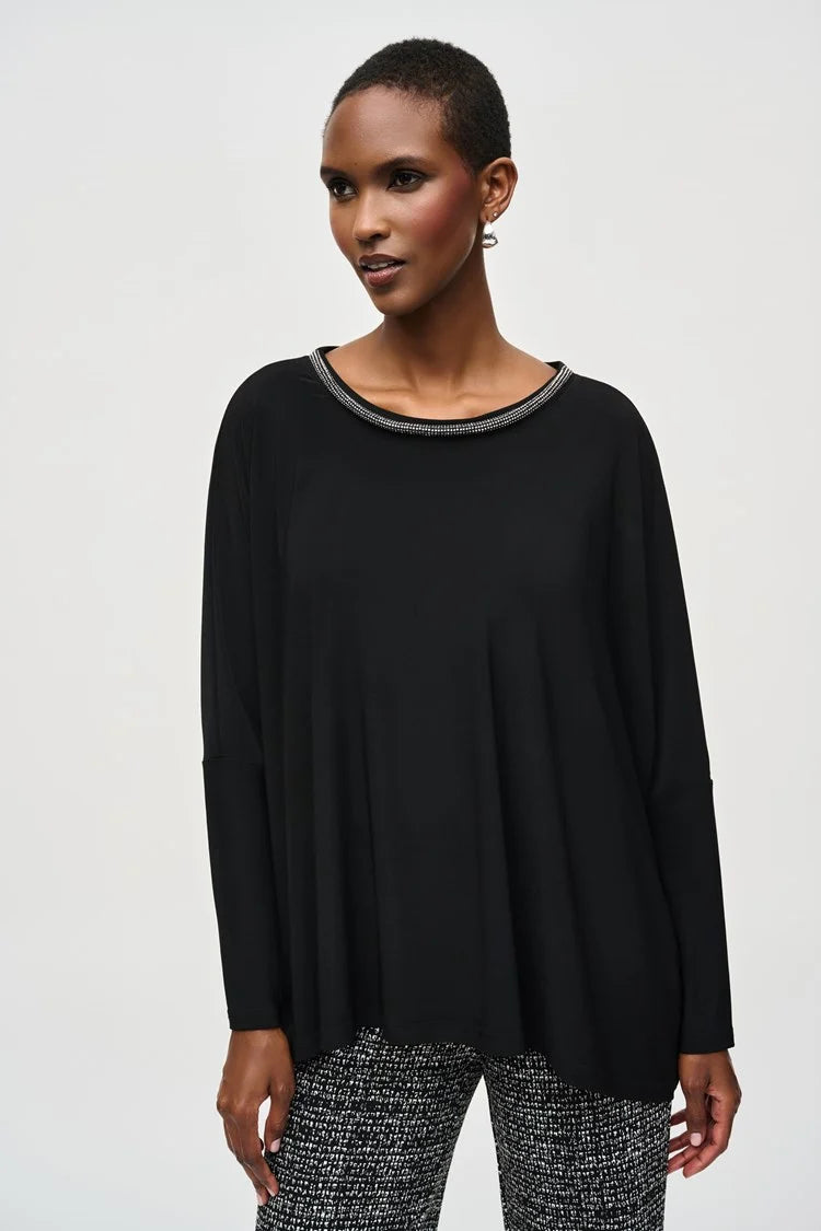 Joseph Ribkoff Silky Knit Top With Embellished Neckline 243164