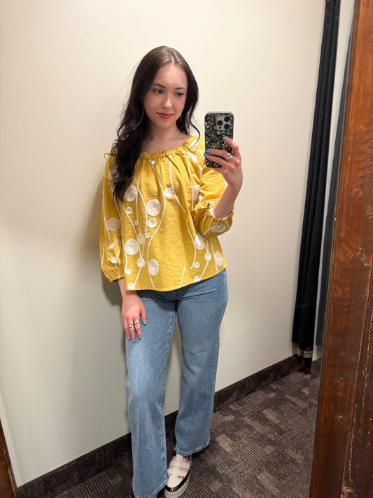 Liverpool Embroidered Blouse Yellow