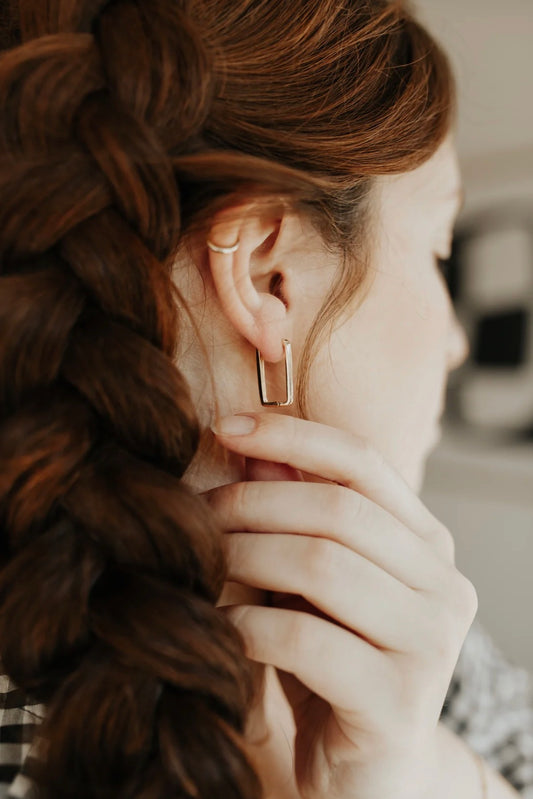 Sydney Rose Long Rectangle Hoops Gold