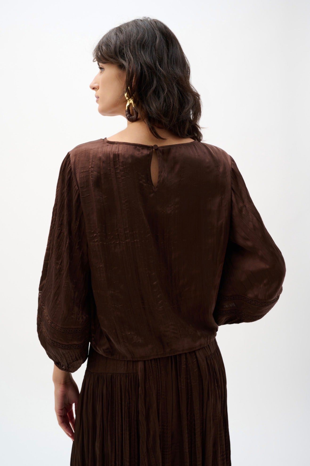 Joseph Ribkoff Pleated Satin Cocoon Top With Pleats 262959
