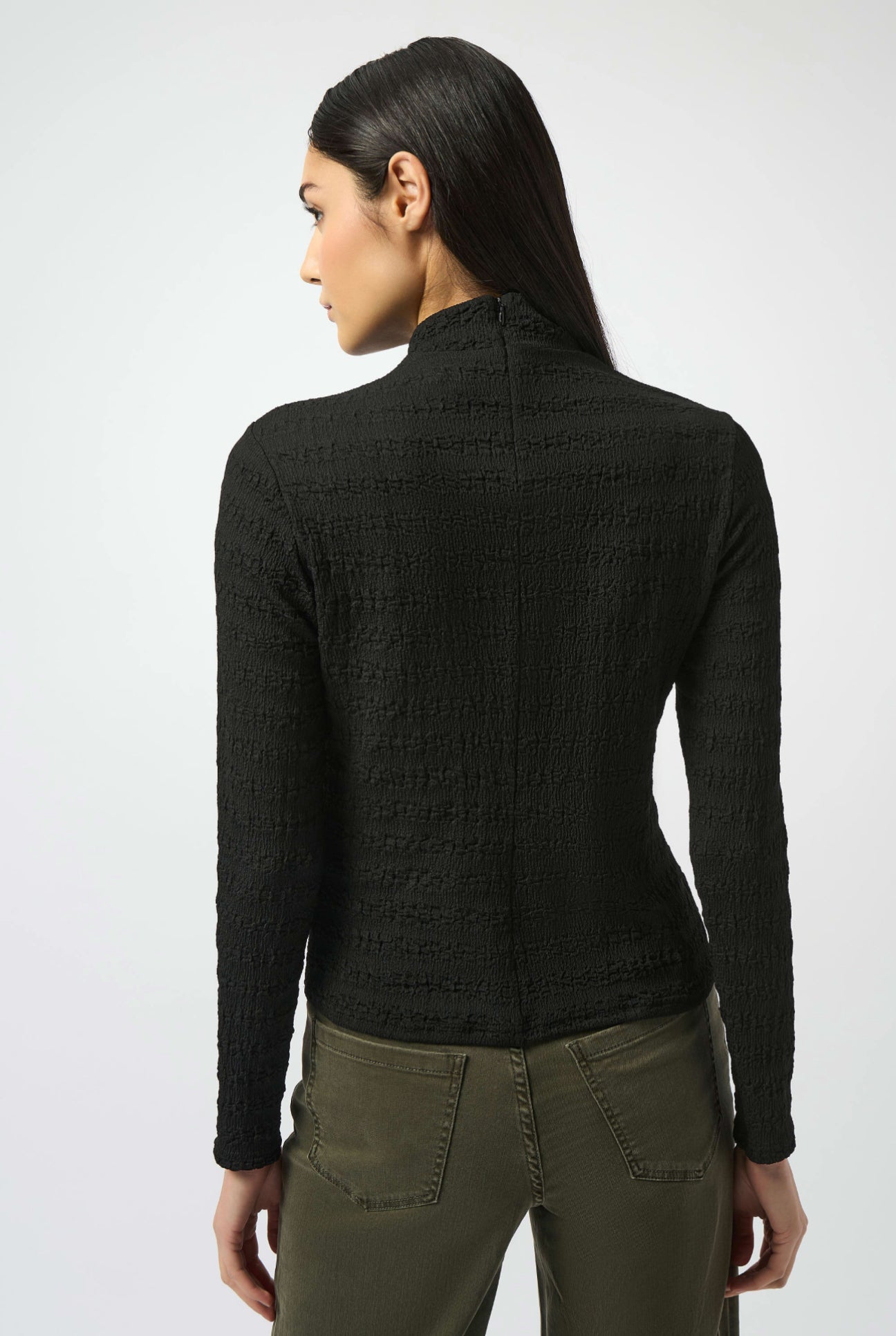 Joseph Ribkoff Textured Knit Fitted Top Black 253294