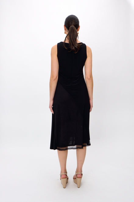 Silky Knit Asymmetrical Sleeveless Dress Black 242110