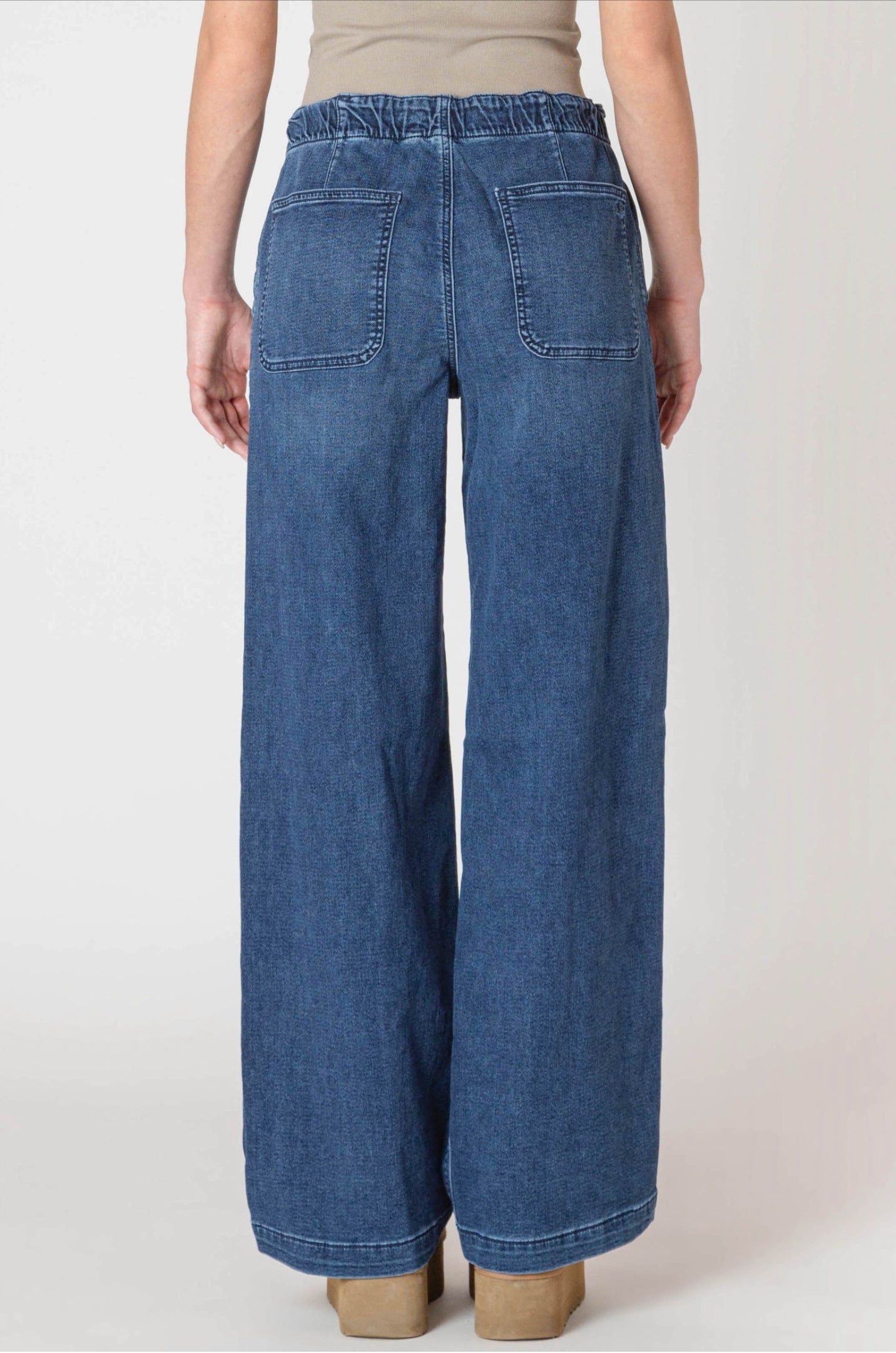 Room 34 Wide Leg Knit Denim Pants