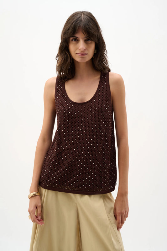 Joseph Ribkoff Embellished Knit Camisole Mahogany 262957