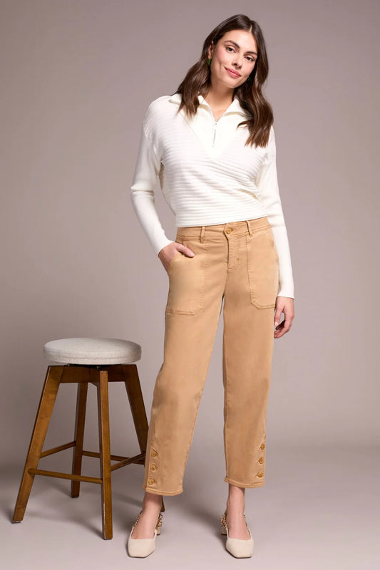 Tribal Twill Patch Pocket Crop Pants Latte