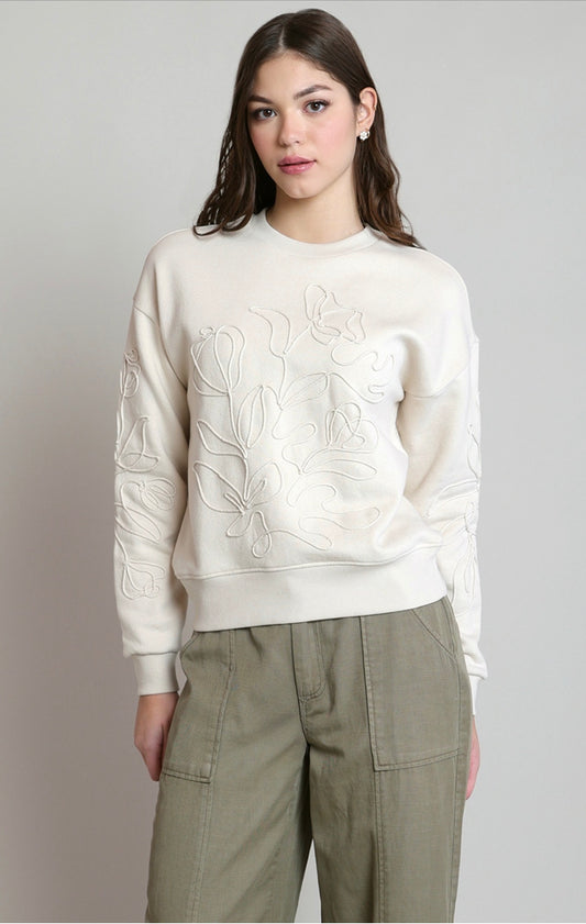 Dex Embroidered Sweatshirt Ivory