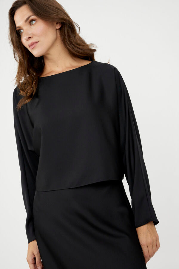 Joseph Ribkoff Satin Boxy Top Black 244110