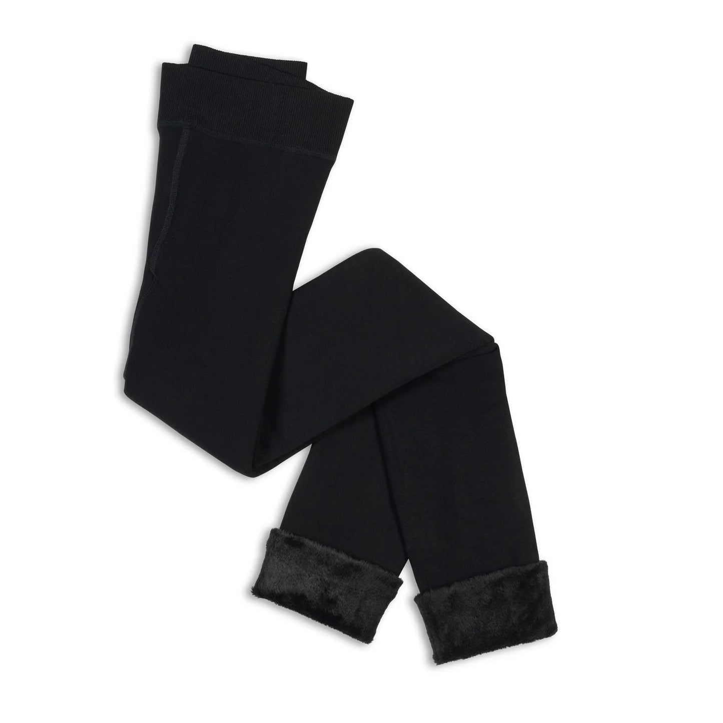 Lemon Faux Fur Lined Leggings Black
