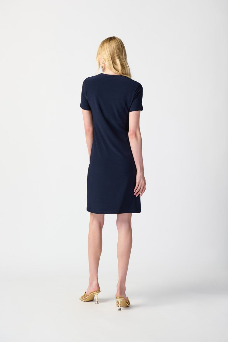 Joseph Ribkoff Silky Knit Shift Dress With Eyelets 241012