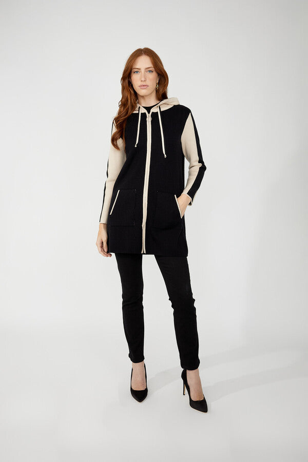 Frank Lyman Casual Hooded Zipper Top 254915