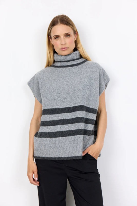 Soya Concept Vif Stripe Waistcoat Grey