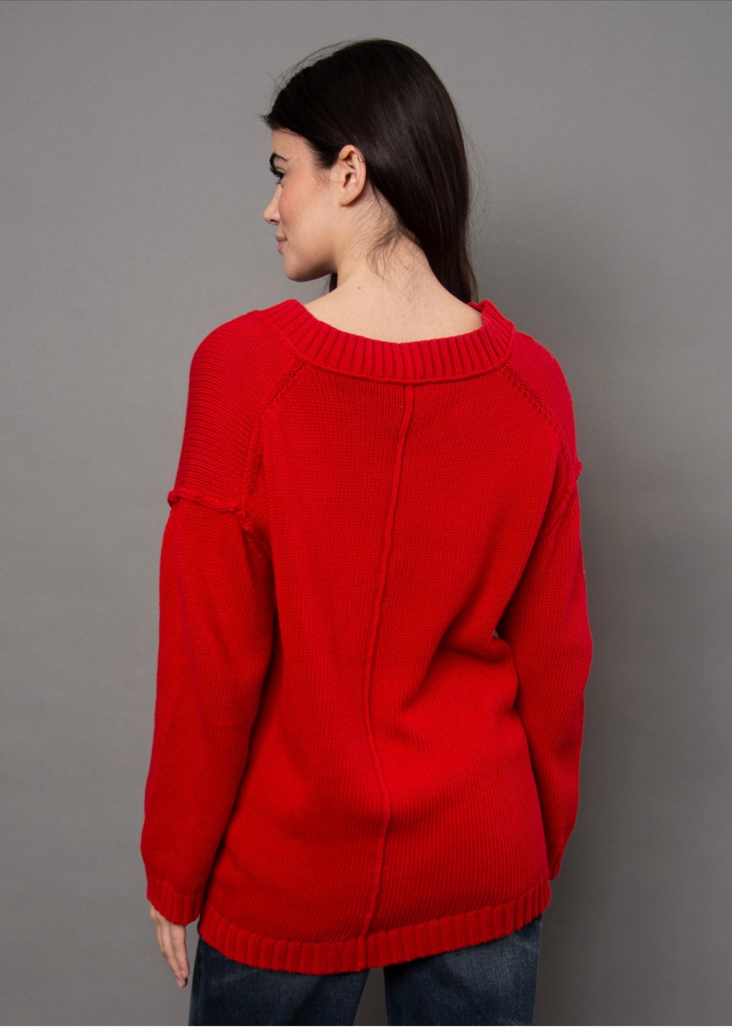 RD Style Isobel V-Neck Pullover Sweater Red