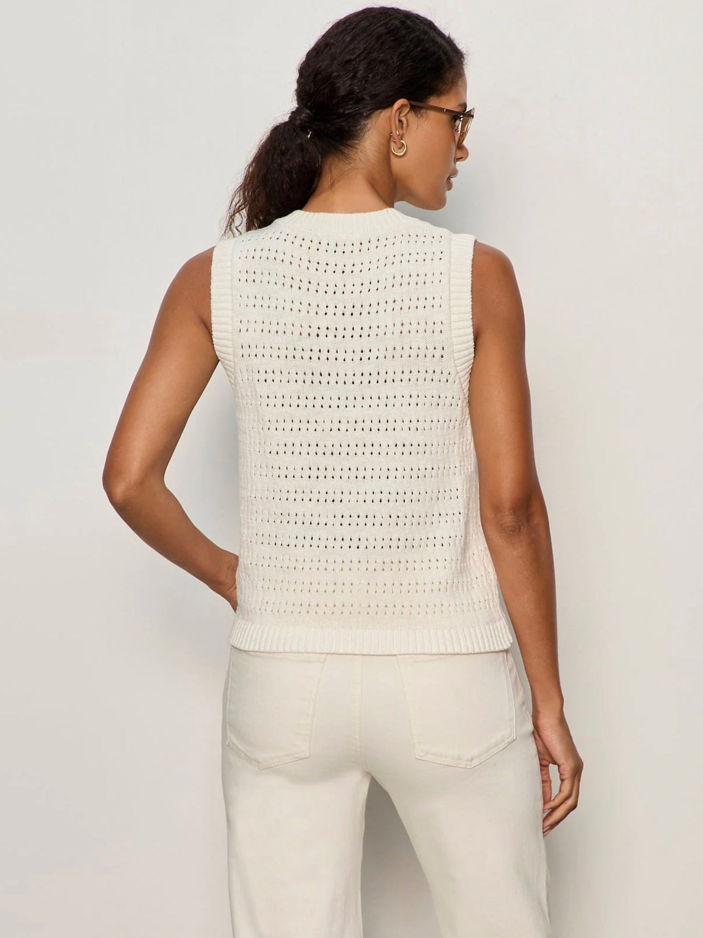 Sanctuary Pointelle Vest Ivory