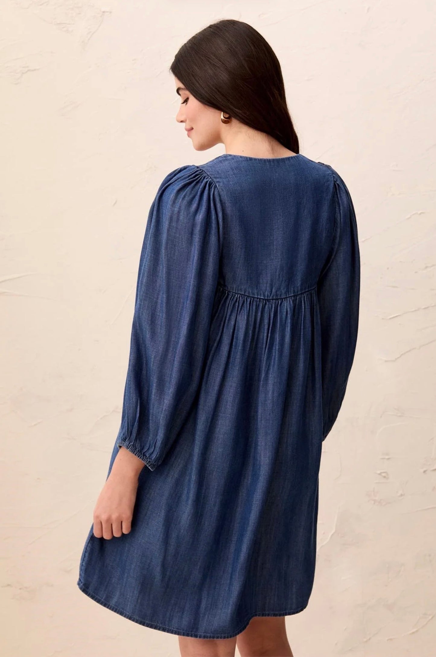 Tribal Puff Sleeve Empire Waist Dress