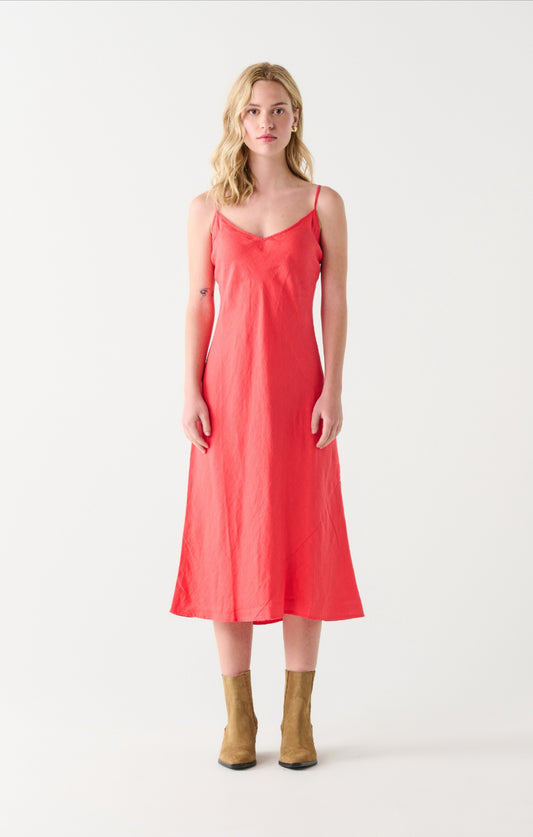 Dex Linen Midi Slip Dress Cherry