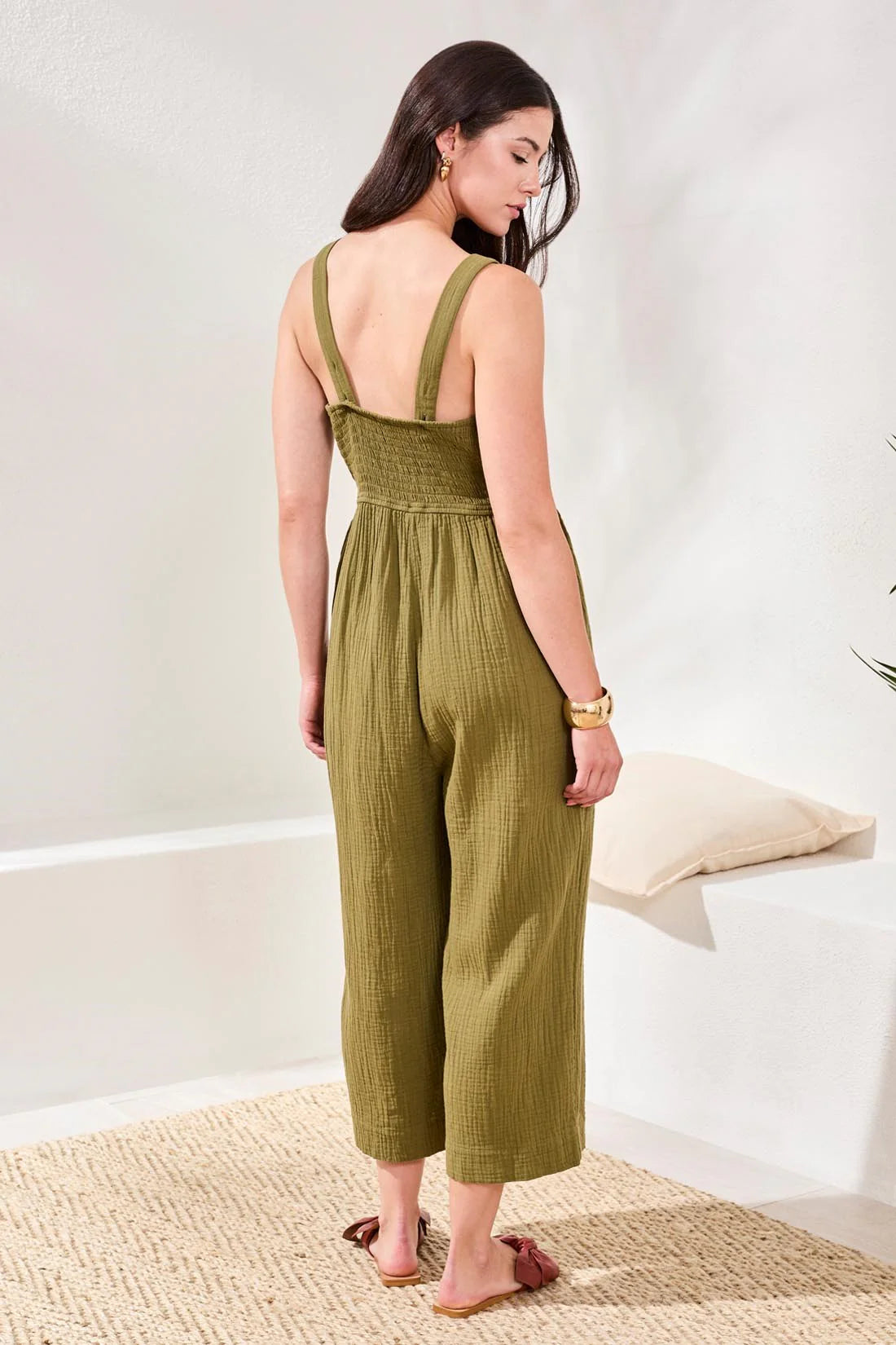Tribal Crinkle Gauze Jumpsuit Rainforest