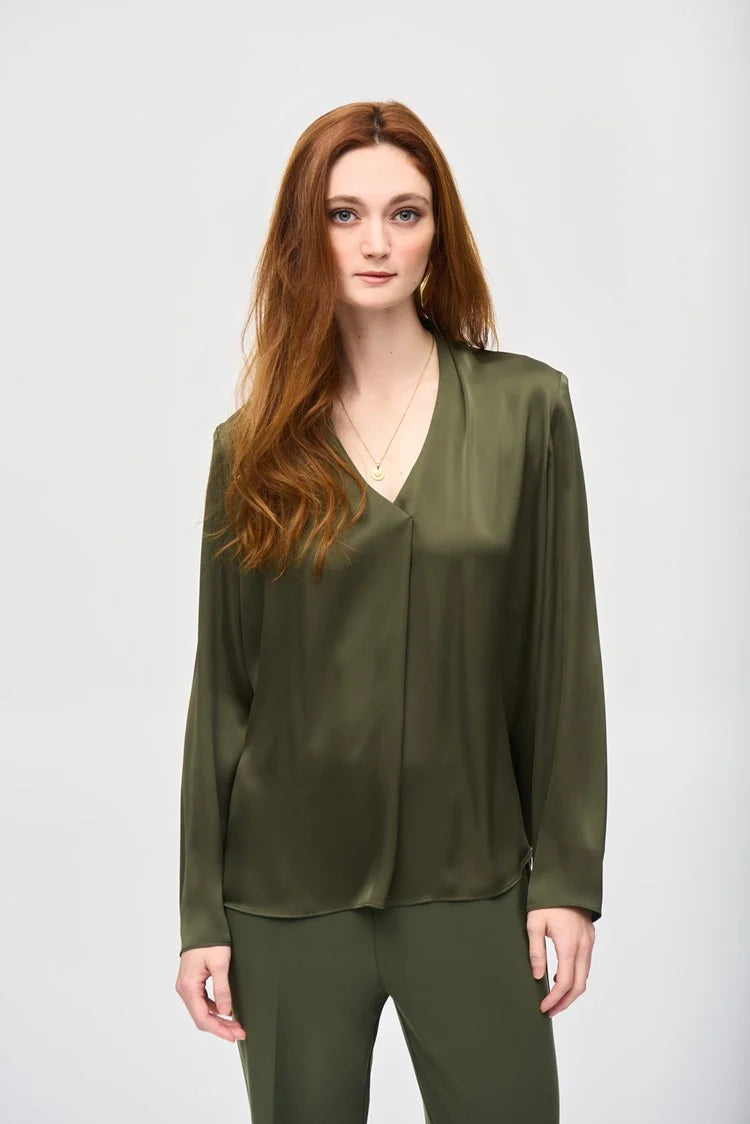 Joseph Ribkoff Satin Straight Top Iguana 243057