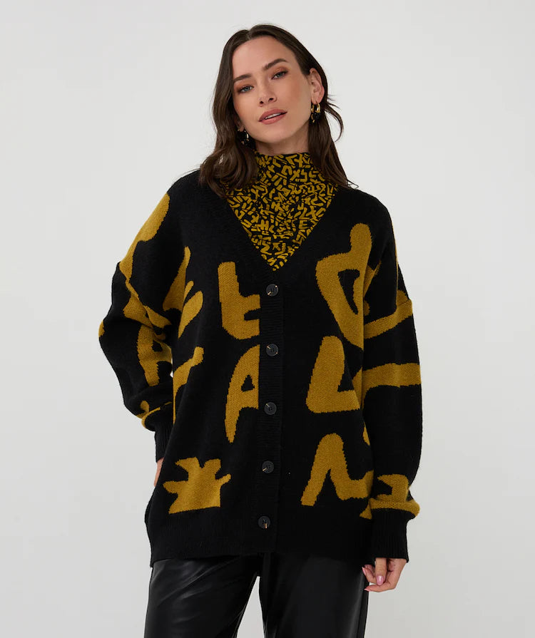 Esqualo Black/Golden Olive Cardigan
