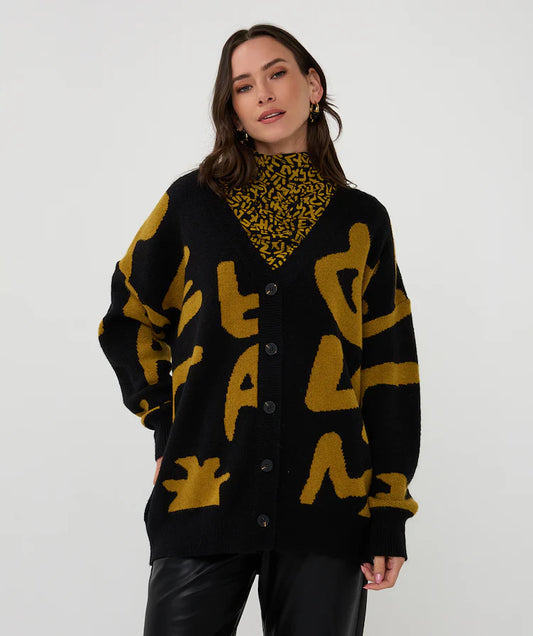 Esqualo Black/Golden Olive Cardigan