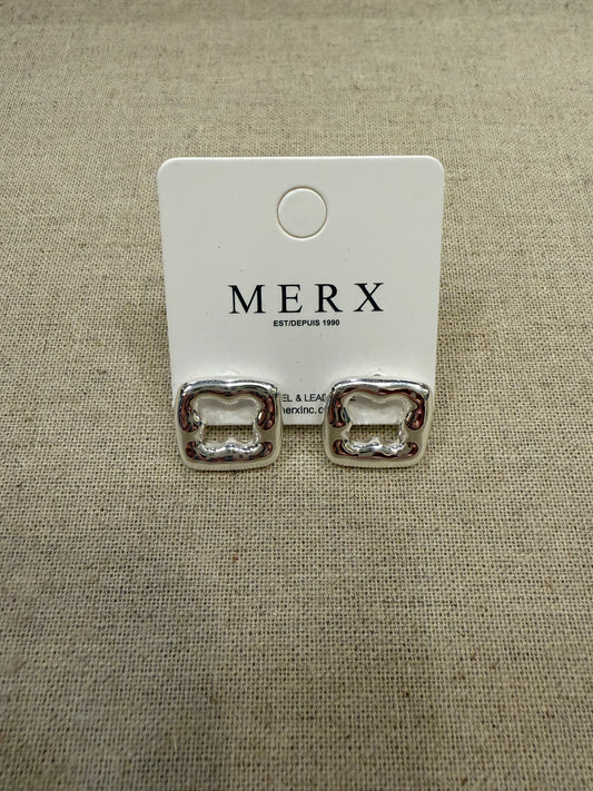 Merx Silver Square Stud Earrings