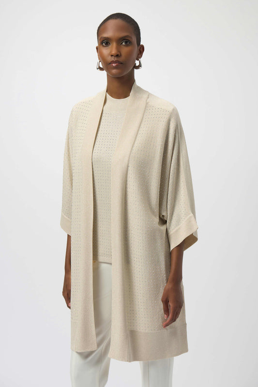 Joseph Ribkoff Sweater Knit Cover-Up with Iron-On Detail Birch 254937
