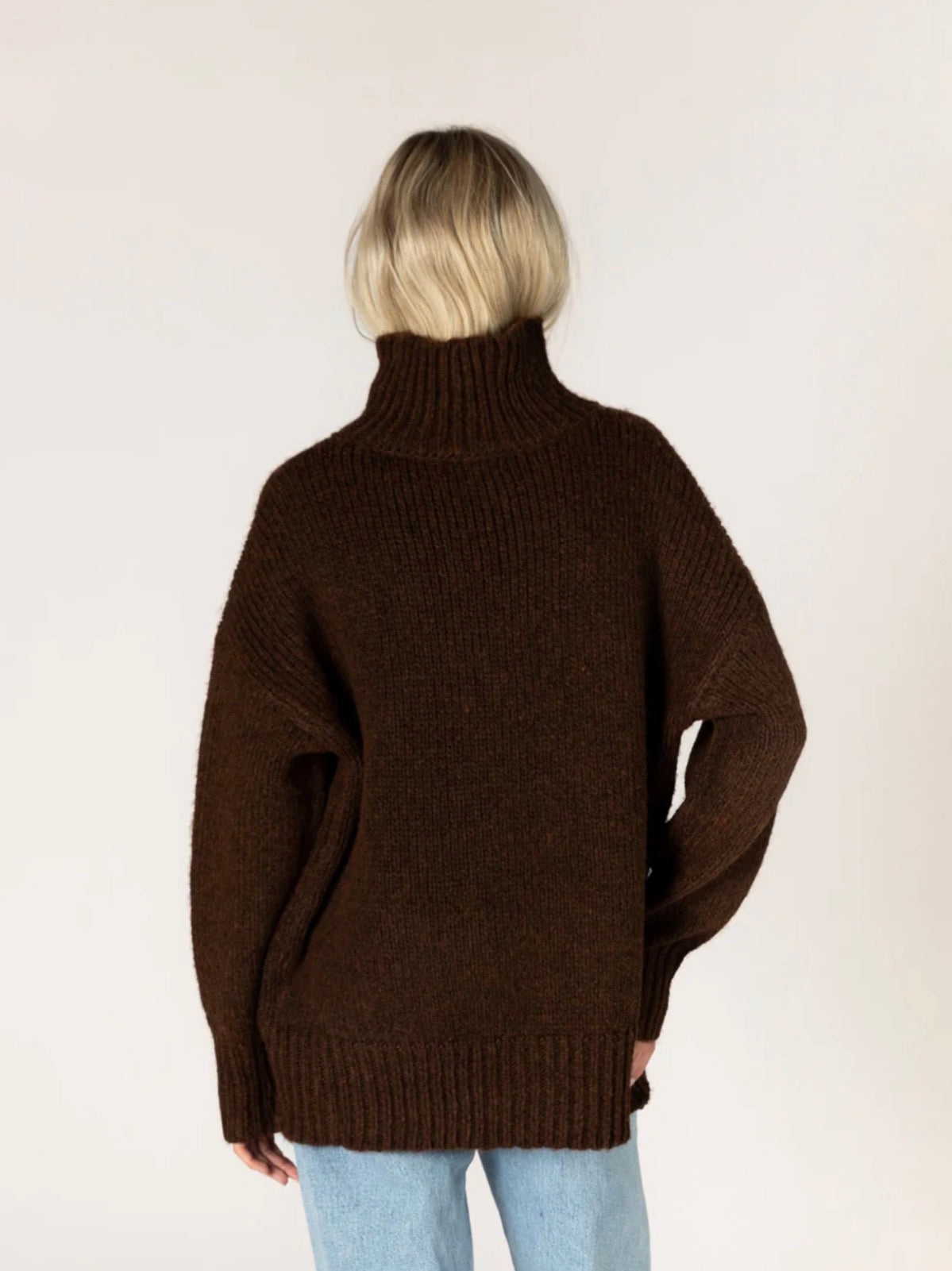 Lyla & Luxe Aggie Mock Neck Sweater Cocoa