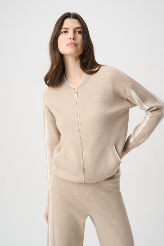 Joseph Ribkoff Striped Sleeve Bomber Jacket 264616