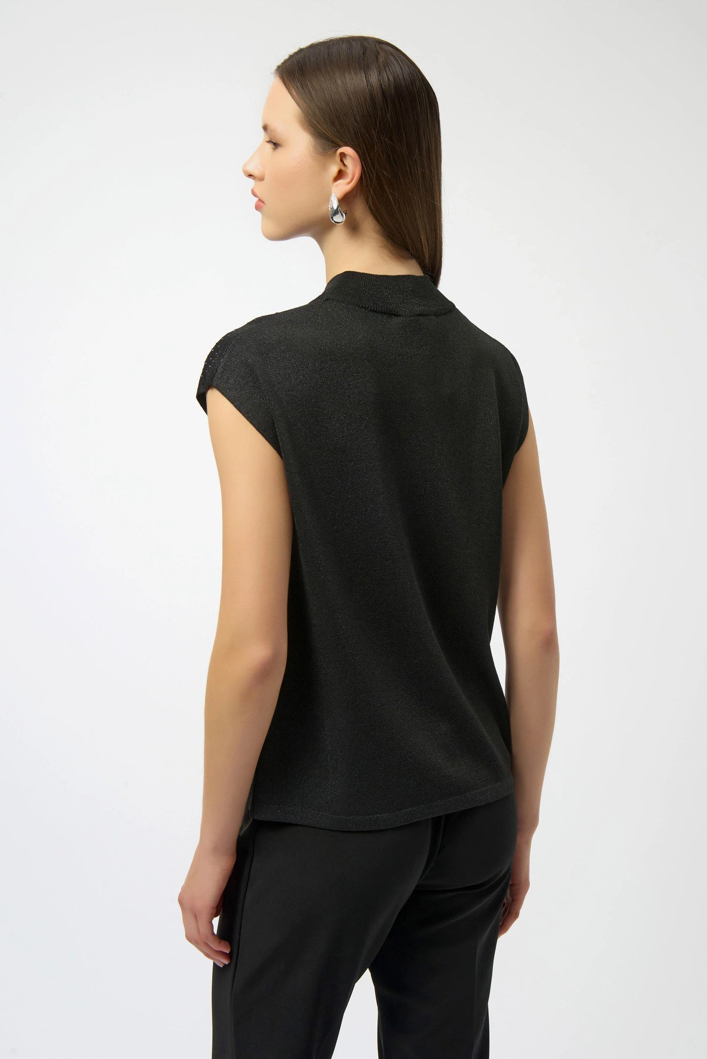 Joseph Ribkoff Sweater Knit Sleeveless Pullover with Iron-On Detail Black 254935