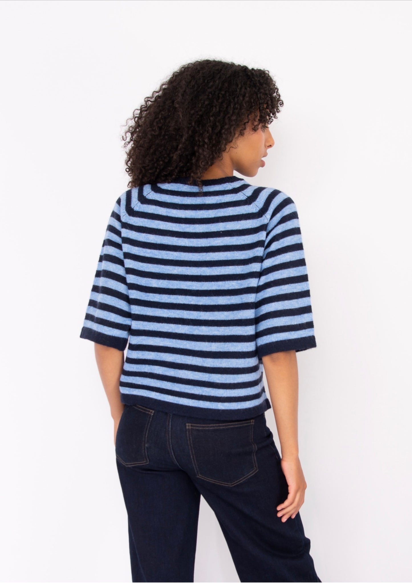 RD Style Ulla Reglan Sleeve Striped Sweater Blue