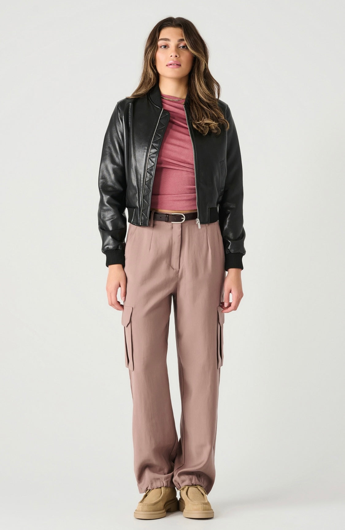 Faux Leather Bomber Jacket