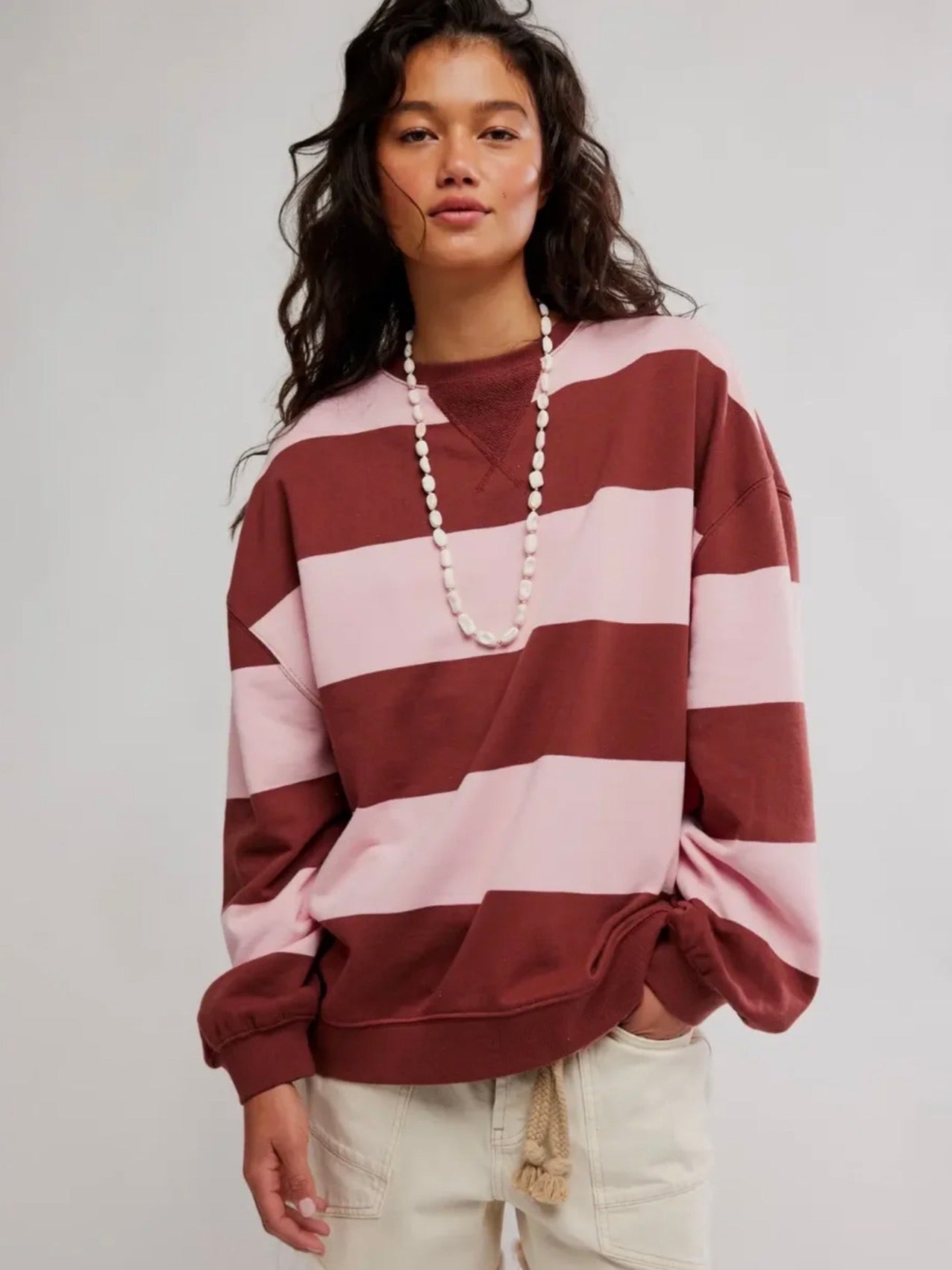 Free People Classic Striped Sweatshirt