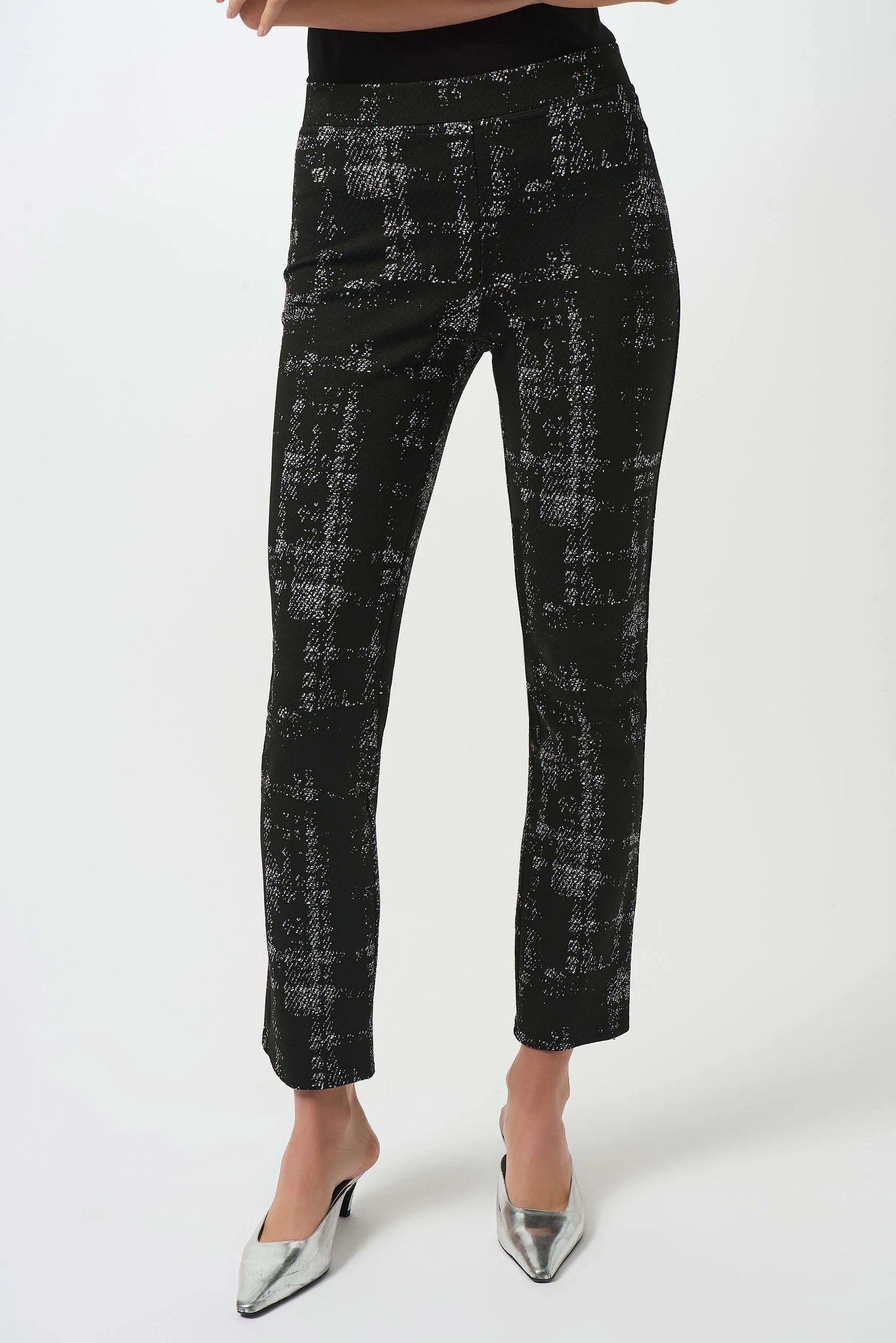 Jacquard Sweater Plaid Print Pull-On Pants
253179