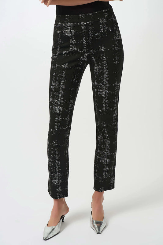 Jacquard Sweater Plaid Print Pull-On Pants
253179