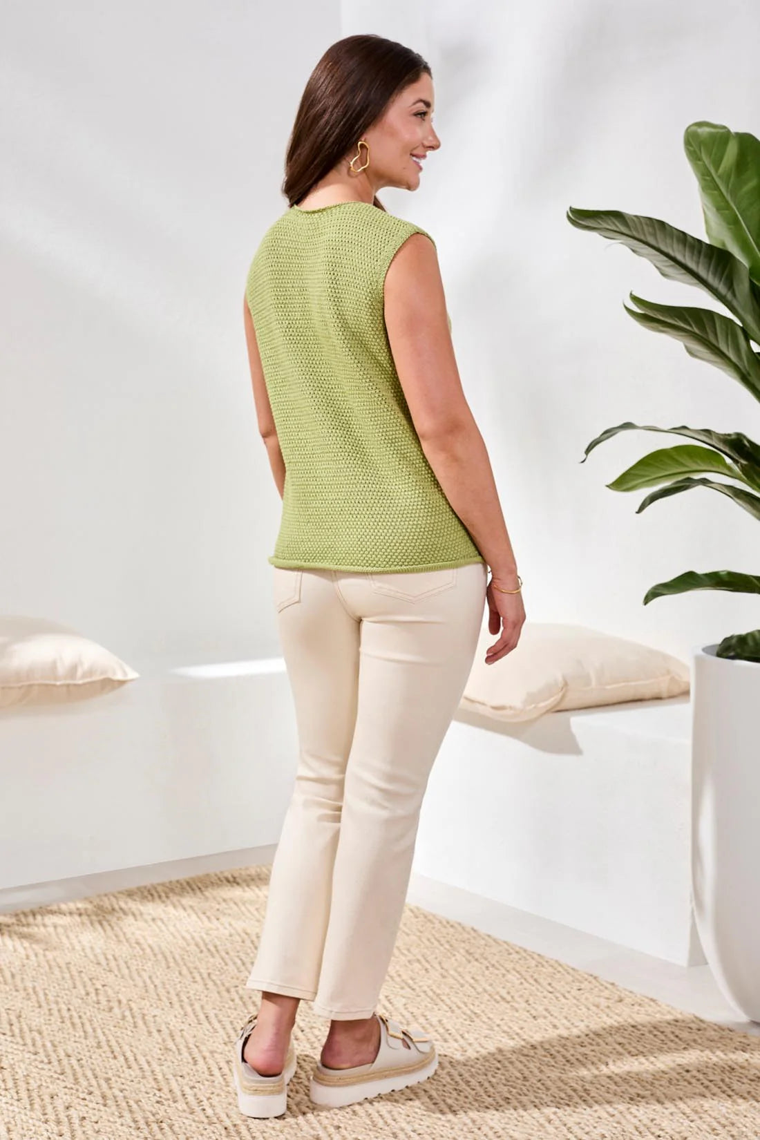 Tribal Gold Button Sweater Vest Kiwi