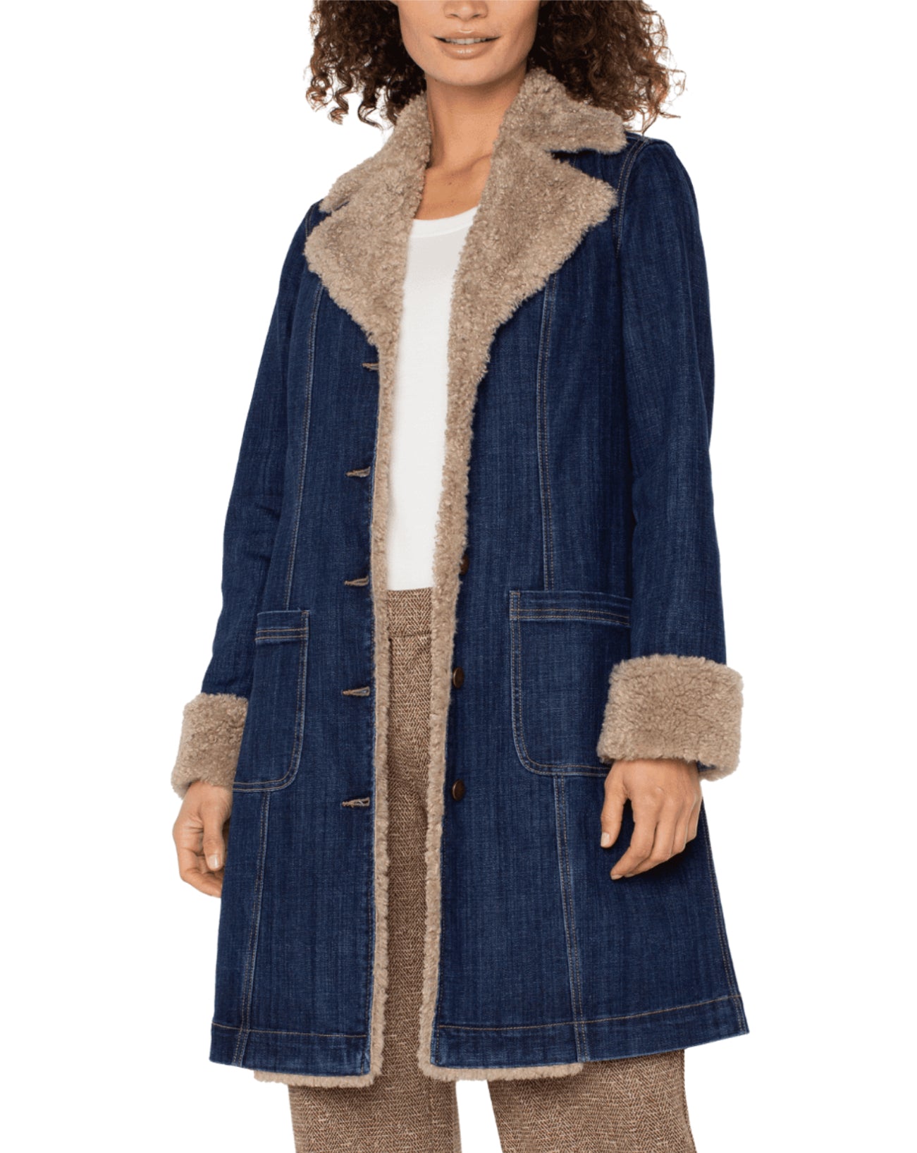 Liverpool Long Sherpa Collar Denim Jacket