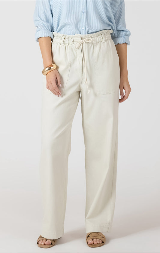 Dex Wide Leg Tie Denim Pants Beige