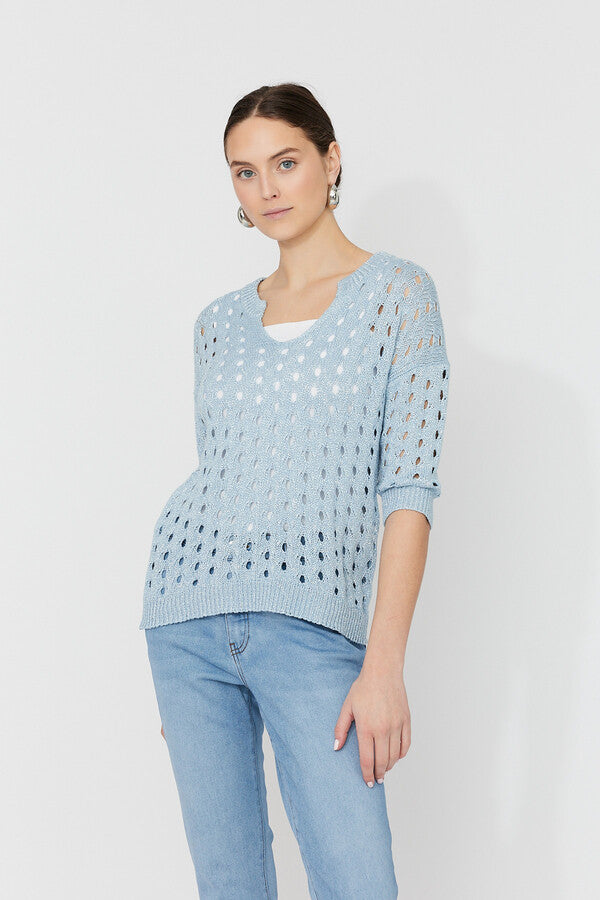 Frank Lyman Lightweight Knit Sweater Blue