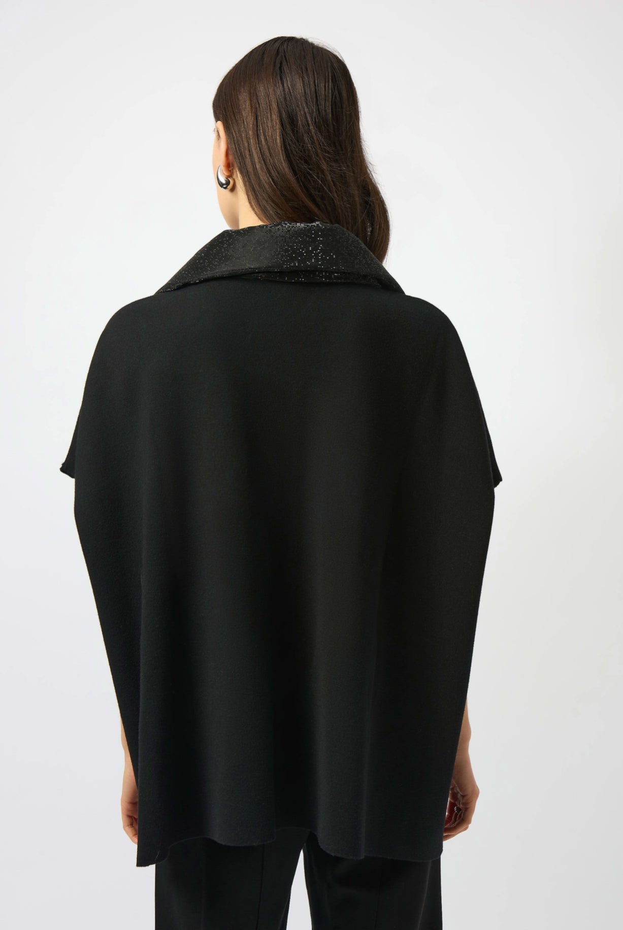 Joseph Ribkoff Faux Leather Trimmed Poncho Sleeve Jacket 253998