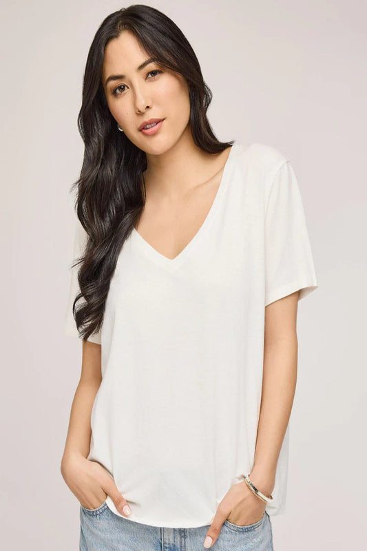 Gentle Fawn Jennifer V-Neck Tee White
