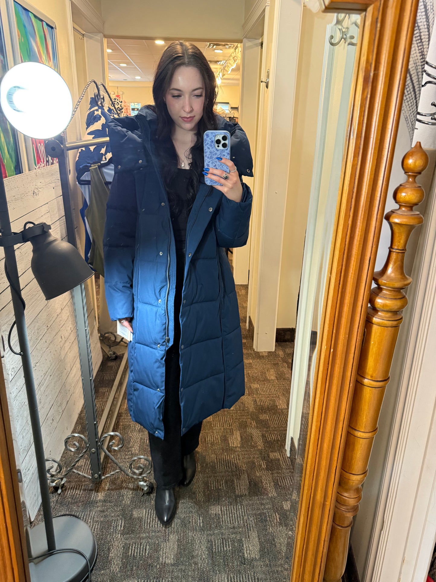 Frandsen Long Puffer Jacket Navy Blue