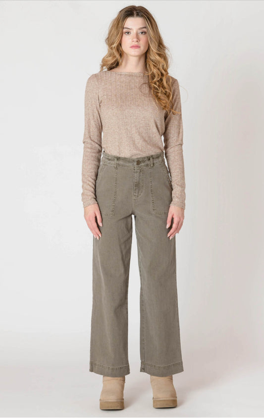Room 34 Straight Leg Pants Army Green
