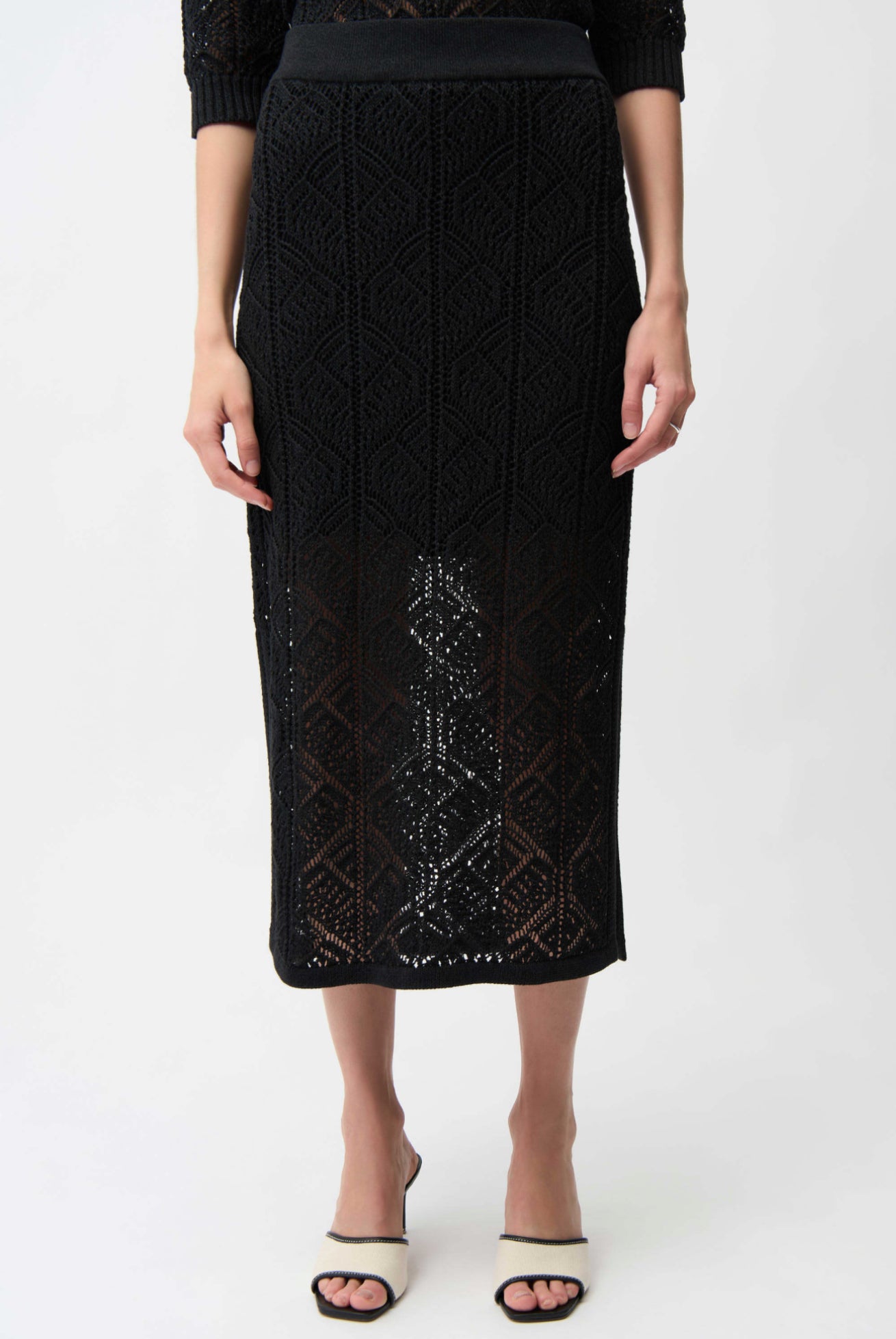 Joseph Ribkoff Cotton Blend Open Stitch Pencil Skirt 261928