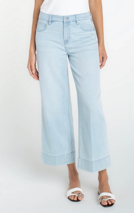 Liverpool Stride Embroidered Seam Cropped Jeans