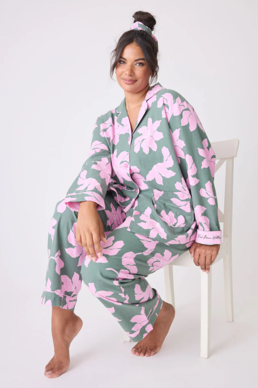 PJ Salvage Find Peace Within Flannel Pj Set